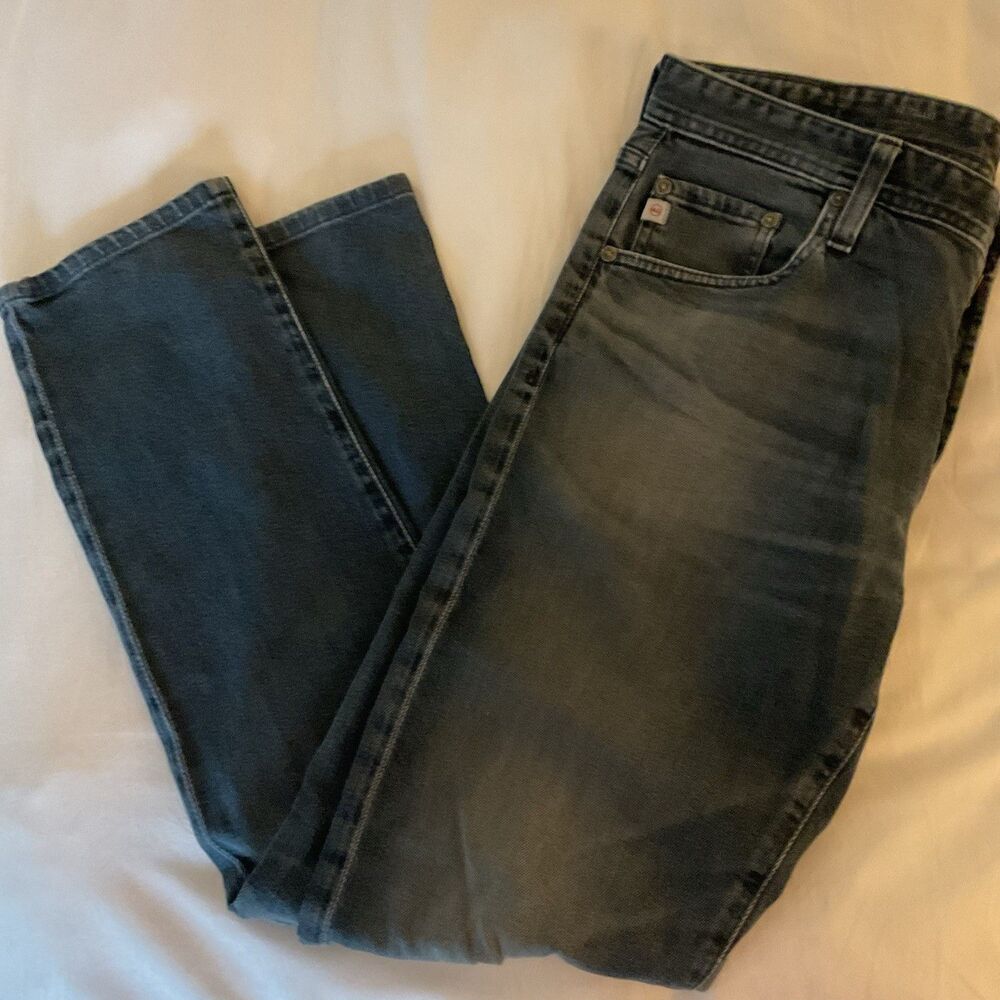 AG Adriano Goldschmied Tellis Tailored Leg Jeans Mens 32 Charcoal Blue Jeans
